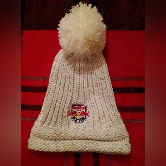 Unisex NY Red Bull Adidas Pom Pom Stocking Hat Multi Colored - Picture 3 of 5